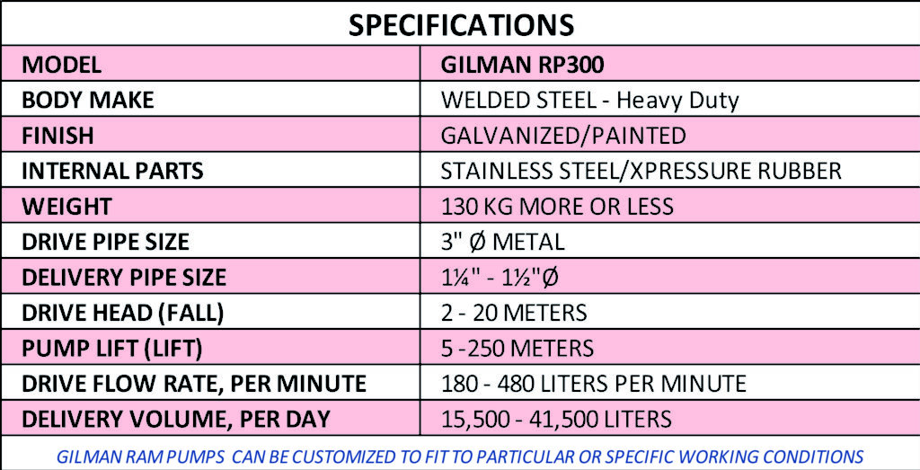 ram pump specification